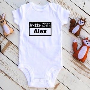 Hello My Name Is Bodysuit, Baby Shower Gift.